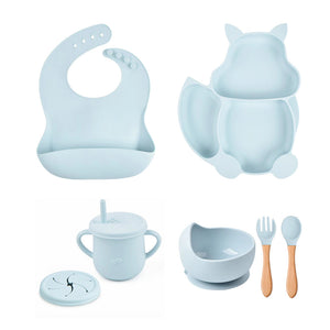 Baby Soft Silicone Feeding 6 Piece Set Baby & Toddler The Trending Baby Light Blue 