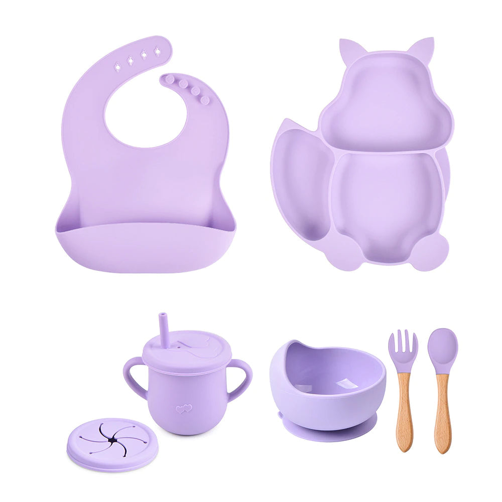 Baby Soft Silicone Feeding 6 Piece Set Baby & Toddler The Trending Baby Lilac 