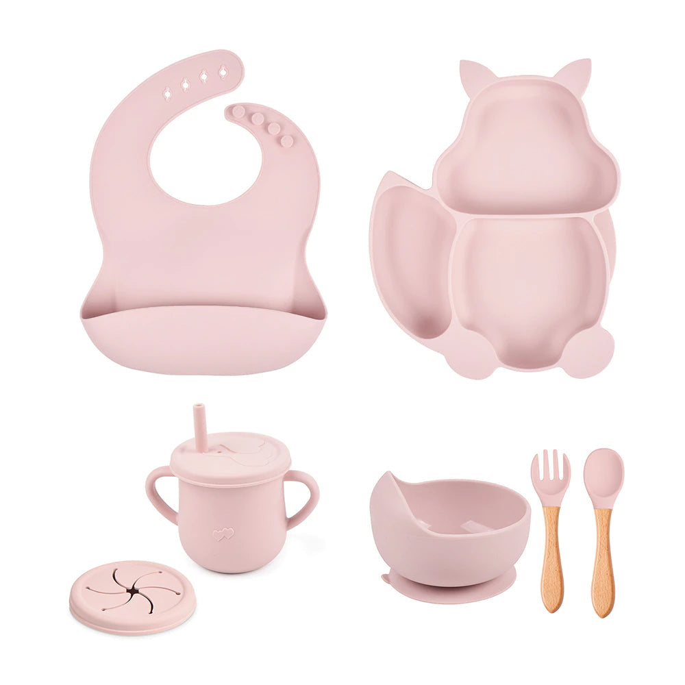 Baby Soft Silicone Feeding 6 Piece Set Baby & Toddler The Trending Baby Pink 