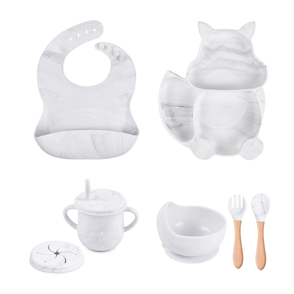 Baby Soft Silicone Feeding 6 Piece Set Baby & Toddler The Trending Baby White 